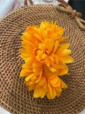 Bright Yellow Fabric Flower Hair Clip for Women